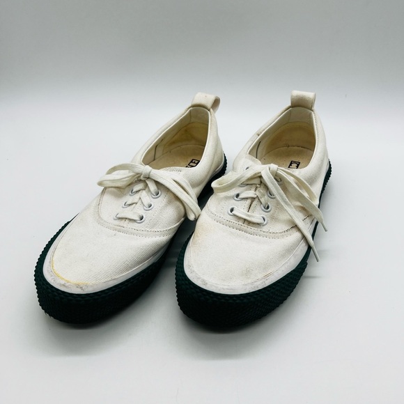 Celine Paris Classic White Canvas Sneakers with Hunter Green soles size 8 - Picture 1 of 15